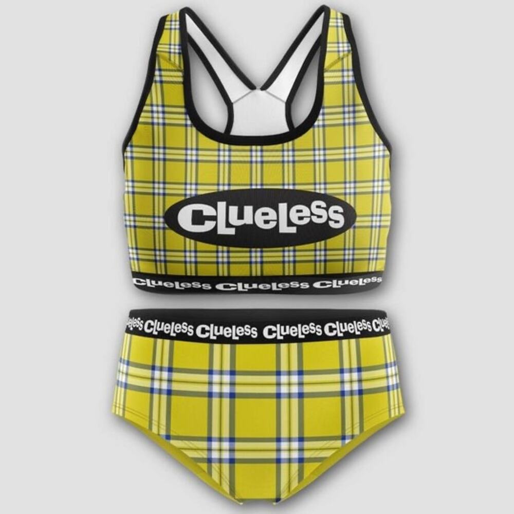 Clueless Bra and Underwear Set Yellow plaid ASO Cher big girls NWT Sz 12